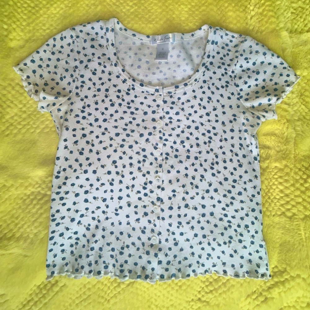 White Fawn Blue Floral Kids Shirt